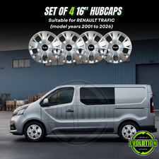 16" Wheel Trims Hub Caps Set Fits Renault Trafic 2001–2026 Silver 4pc New