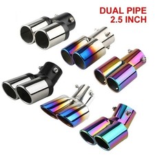 Universal Twin Dual Exhaust Pipe Trim Tip Tail Muffler Stainless Steel Chrome UK
