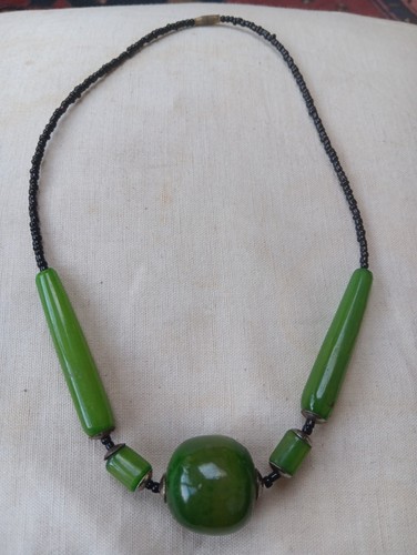 Green bakelite amber art deco - amber,