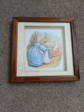 John Ellam Vintage Decoupage Beatrix Potter Peter Rabbit Framed Picture 5.5in