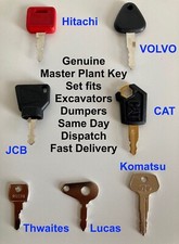 Genuine 7 Master Plant Key Set fits JCB Komatsu Volvo Thwaites CAT Hitachi Lucas