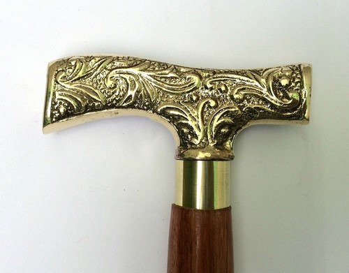 Vintage walking stick brass - walking,