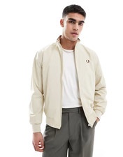 Fred Perry Brentham Full Zip Jacket Men's XXL Beige Stand Collar Long Sleeve