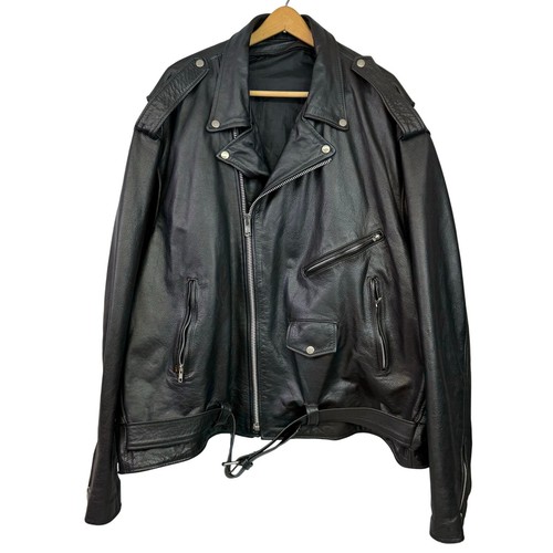 Black leather biker - leather,