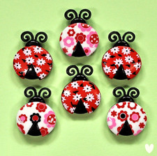 DRESS IT UP Buttons Ladybug Love 9384  -  Ladybirds Daisies Flowers Bugs