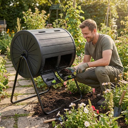 Dual chamber compost tumbler - dual,