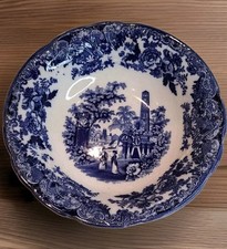 Vintage Maling CETEM Ware Blue & White Decorative Serving Bowl Dish 