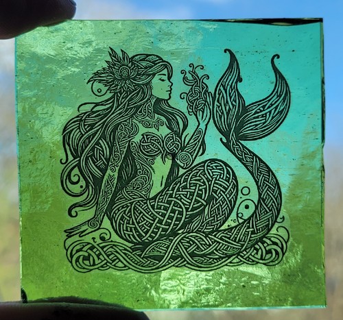 Stained glass mermaid - glass, kiln