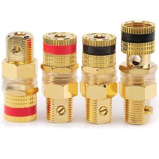 4x Screw Type Binding Post Connectors 4mm Speaker or Wall Plate Sockets