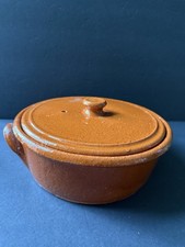 Terracotta Stoneware Casserole Dish Servingware Lidded Handles Handcrafted