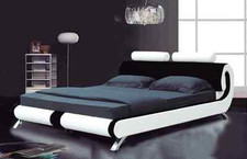 MODERN ITALIAN DESIGNER DOUBLE & KING SIZE LEATHER BED-2 COLOURS-FURNITURE-IJ103