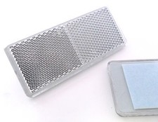 2x Self-Adhesive White Oblong Rectangular Trailer Caravan Reflectors 90x40mm