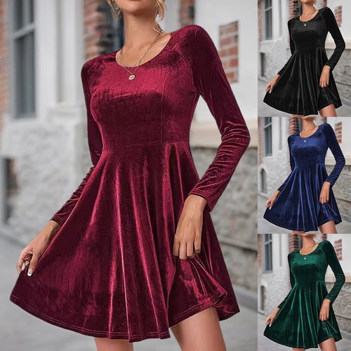 Womens velvet long sleeve mini - velvet,