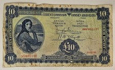 Ireland 1938 £10 Pounds Banknote Lady Lavery Scarce in any Grade 