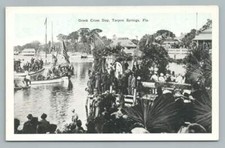 Greek Cross Day TARPON SPRINGS Florida ~ Antique Fishing Boats Postcard ~1930s