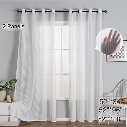 White voile curtains pair - voile,