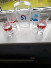 PASTIS 51 chunky carafe & 4 chunky glass ricard pernod french aperitif bar party