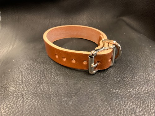Dog collar cognac brown - dog,