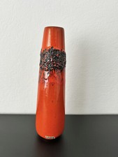 1970s Kreutz Kermaik Fat Lava Vase 406 - Orange Black Tapered 30.8cm