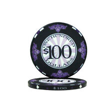 50 Black $100 Scroll Ceramic Poker Chips - Buy 3, Get 1 Free - Mix & Match!