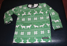 Villervalla Christmas Reindeer Green LS Top 98cm/3yrs