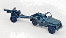 Lone Star 1960s Jeep & Field Gun Vintage Military WW2 Diecast Tow Hook & Trailer