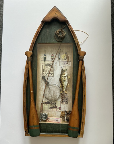 Rustic fishing boat shadow box - rustic,