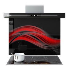 Kitchen Glass Splashback Toughened Cooker ANY SIZE Red Grey Wave Smoky Abstract