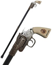 Penny Dreadful Gothic Steampunk 6 Shooter Pistol Gun Novelty Walking Stick Cane