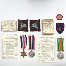 Genuine WW2 Airborne Division Officers Medals & Printed Pegasus Formation Signs