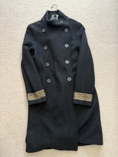 Zara Womens Black Double Breasted Pure Wool Coat, Size M Amazing Condition.