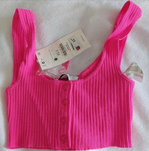 Bershka pink ribbed cotton - ribbed,
