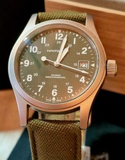 Hamilton Khaki Officers Field Watch. Manual Wind. 38mm Green Face. Mint Cond .