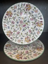 2 x Minton Haddon Hall Green Edge Dinner Plate, Bone China, made in England