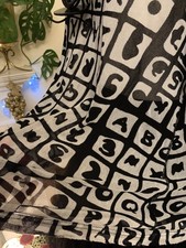 Lagenlook Arty Mesh Scribble Graphic Statement Iconic Rundholz Pullover XL 16 18