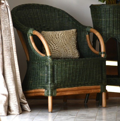 Wicker tub chair - wicker, olive
