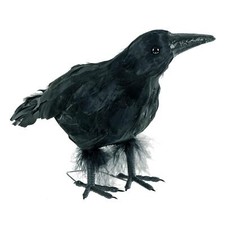 Black Crow Raven Bird Halloween Decoration Realistic Feathers Party Prop 25cm