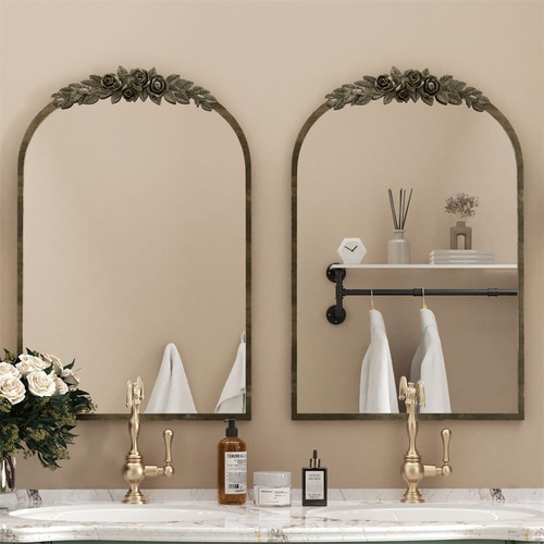 Vintage carved bathroom mirror - carved,