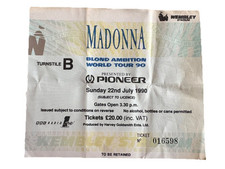 Madonna Blond Ambition World Tour Ticket, Wembley 22nd July 1990
