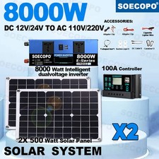 8000W Off-Grid Solar Bundle: Inverter, 2pcs Solar Panels, Charge Controller