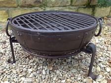 40cm Indian Fire Bowl / Fire Pit With Stand & Grill - Handmade Kadai BBQ ?