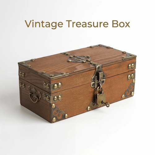 Vintage wooden treasure chest - treasure,