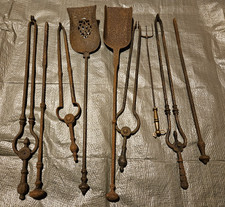 9 antique victorian fire irons