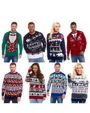 Christmas Mens Womens Xmas Jumpers Unisex Santa Novelty Fairisle Retro Sweater