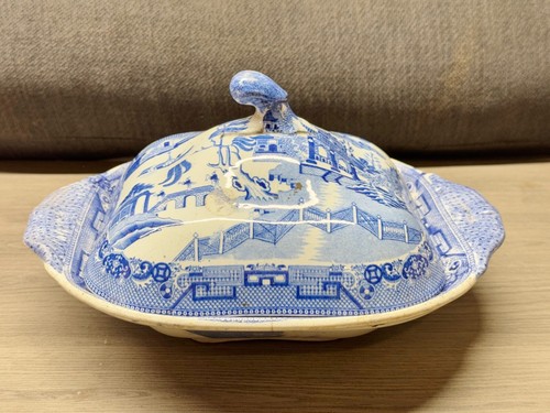 Antique blue willow tureen - antique,