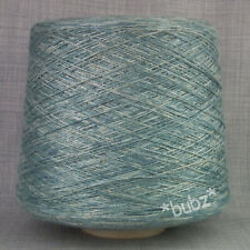 VISCOSE LINEN YARN BLUE GREY SPACE DYED 500g CONE MACHINE KNITTING WEAVING TWIST