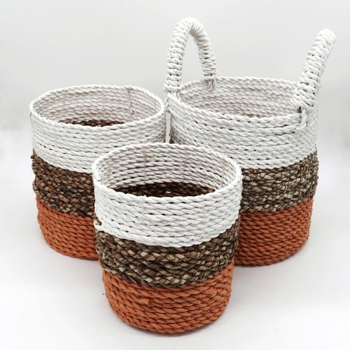 Seagrass basket set orange - -,