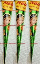 NEW FRESH Original Naaz Bridal Mehndi Cones Temporary Henna Dark Brown Halal x 3