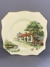 VINTAGE ROYAL WINTON GRIMWADES SQUARE CAKE PLATE SANDWICH COUNTRY PUB SCENE