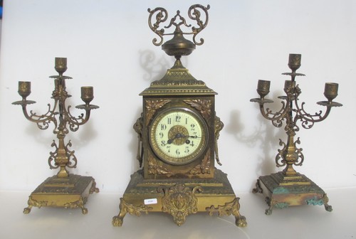 Antique brass garniture - brass,